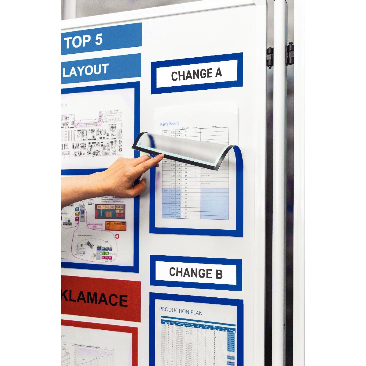 Cadre d'affichage magnétique Magneto Pro A4 bleu lot de 10