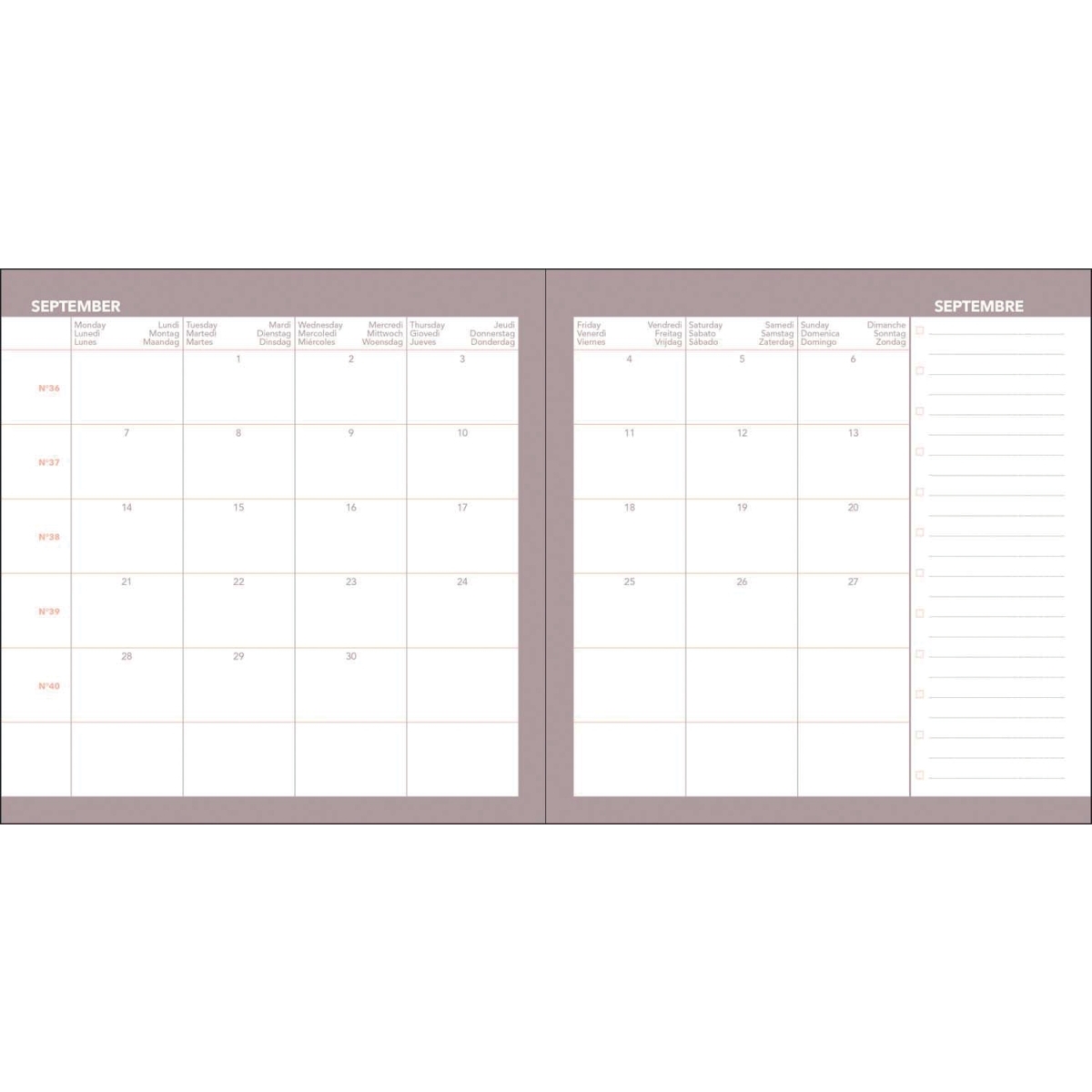 Agenda semainier Céleste 16x16 bordeaux