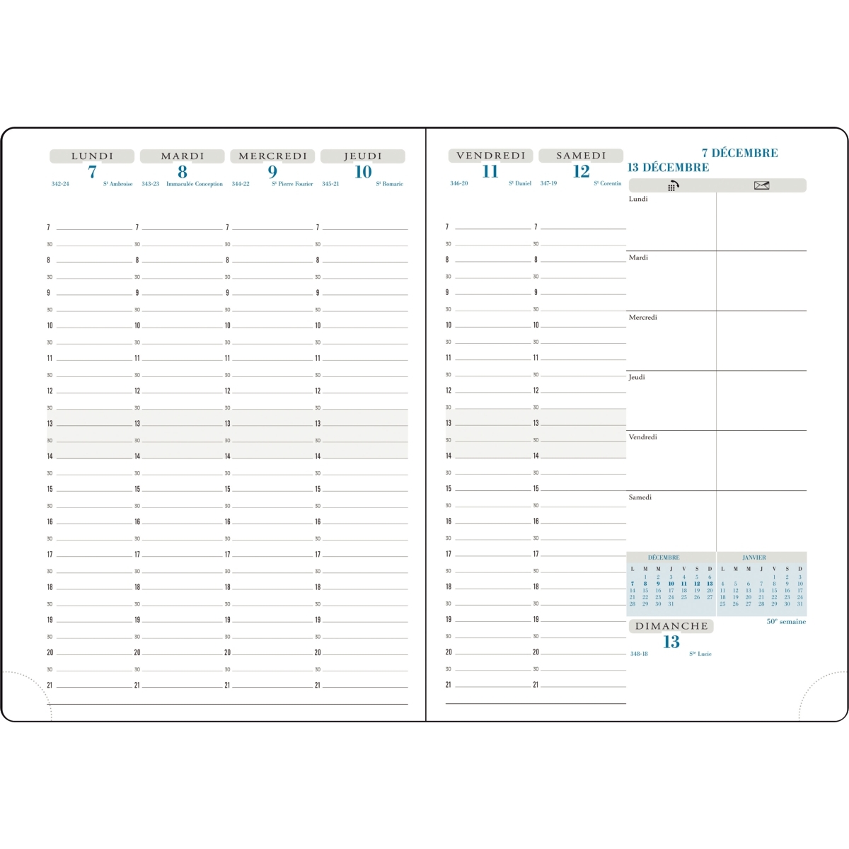Recharge agenda semainier Horizon Spiralé 15x21cm