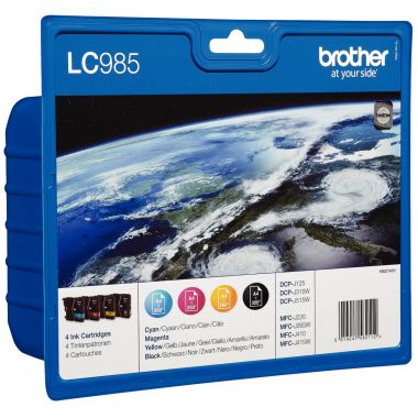 Brother TERRE lot 4 cartouches jet d'encre noire, cyan, magenta et jaune authentique (LC985VALBP)