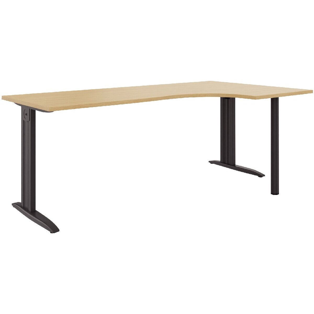 Plan compact 90° Idol retour droit L.180 x P.120 et 60 cm plateau chêne naturel/piètement anthracite