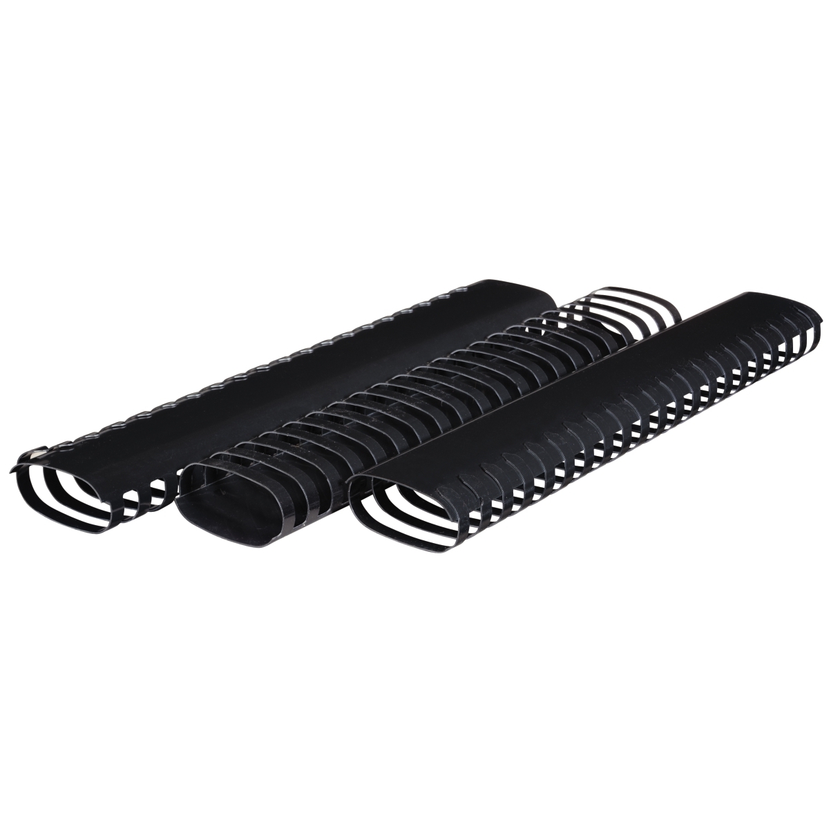 Boite de 50 anneaux reliure/peignes à relier plastique ovales diamètre 38mm noir
