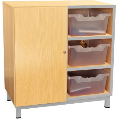 Meuble 6 cases + 1 porte gris alu