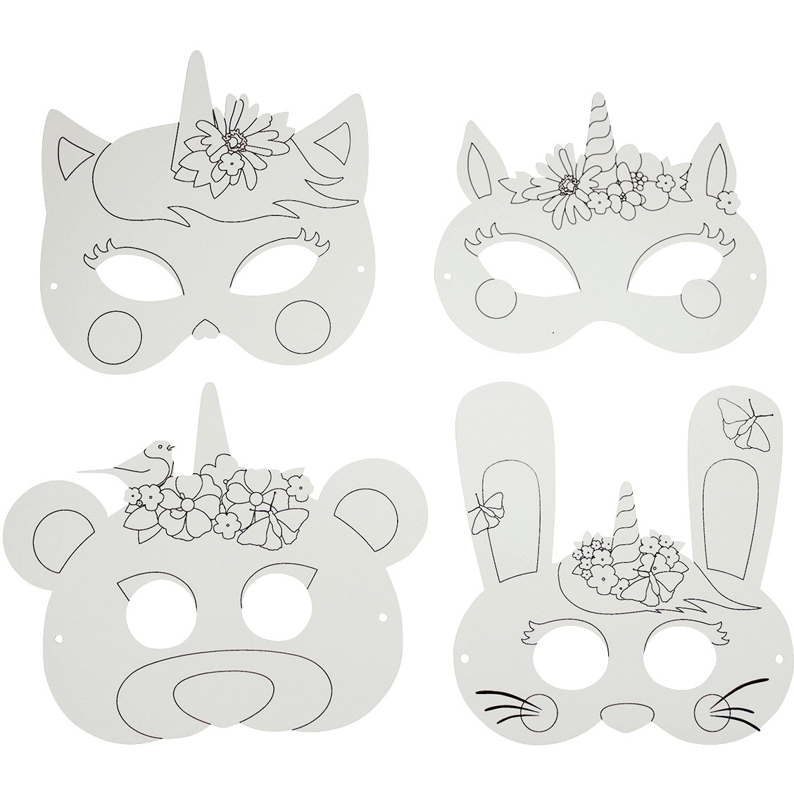 Lot de 8 masques carton licorne et super héros