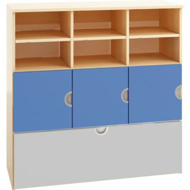Etagère 6 cases + 3 portes + 1 bac