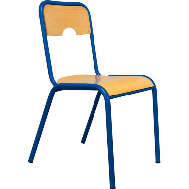 Chaise 4 pieds assise et dos encastrés T5 bleu