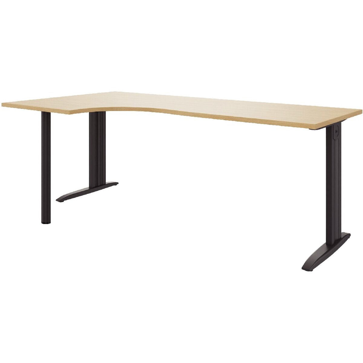 Plan compact 90° Idol retour gauche L.180xP.120 et 60 cm plateau chêne naturel/piètement anthracite