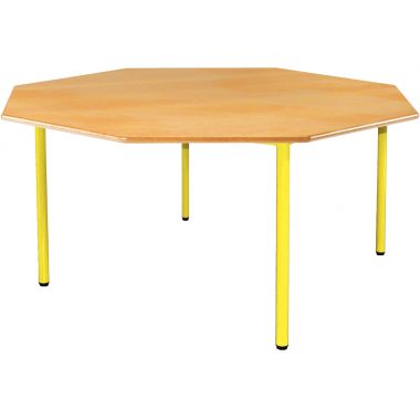 Table octogonale 4 pieds 120cm T3 jaune