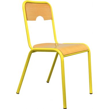 Chaise 4 pieds assise et dos encastrés T5 jaune