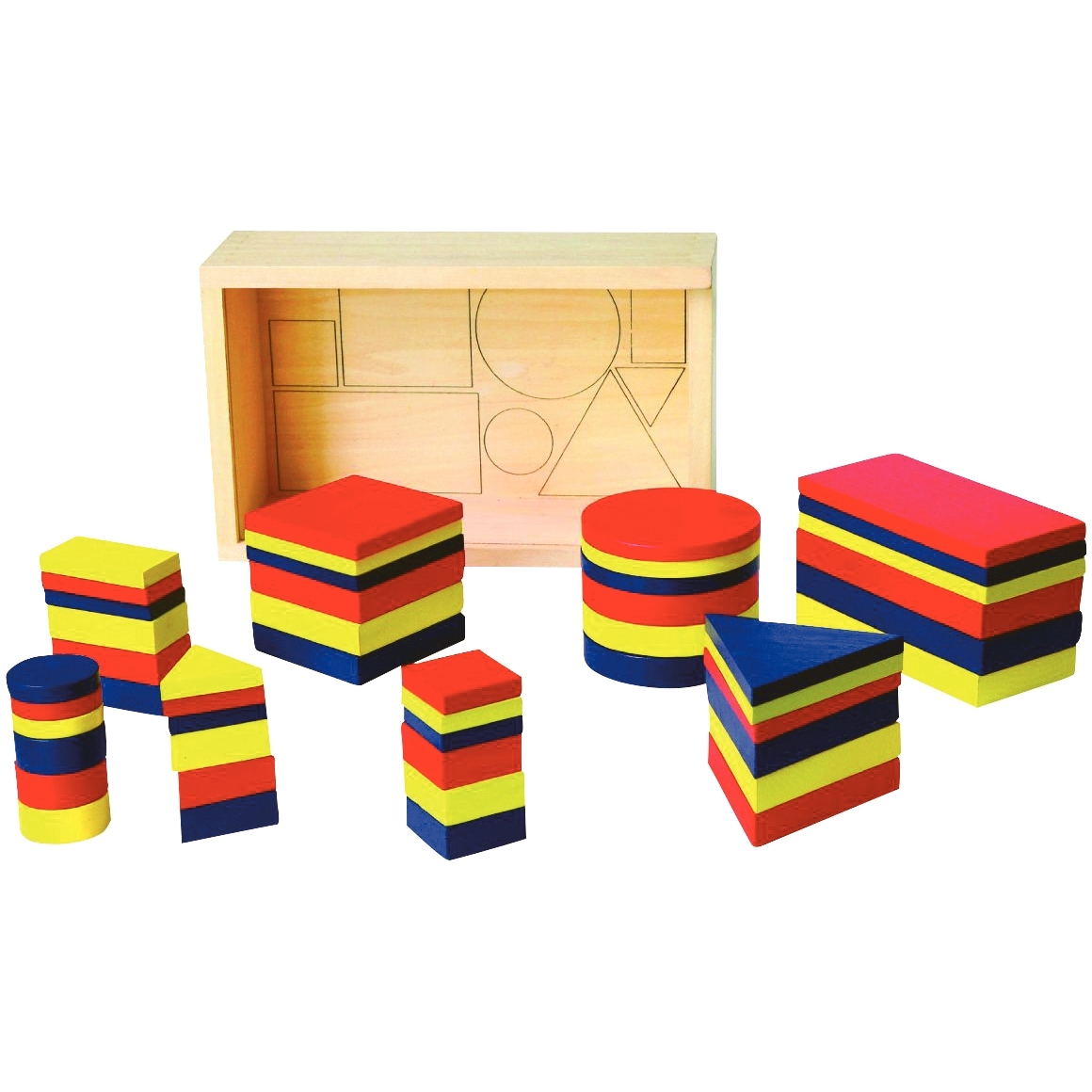 Coffret 48 formes géométriques en bois