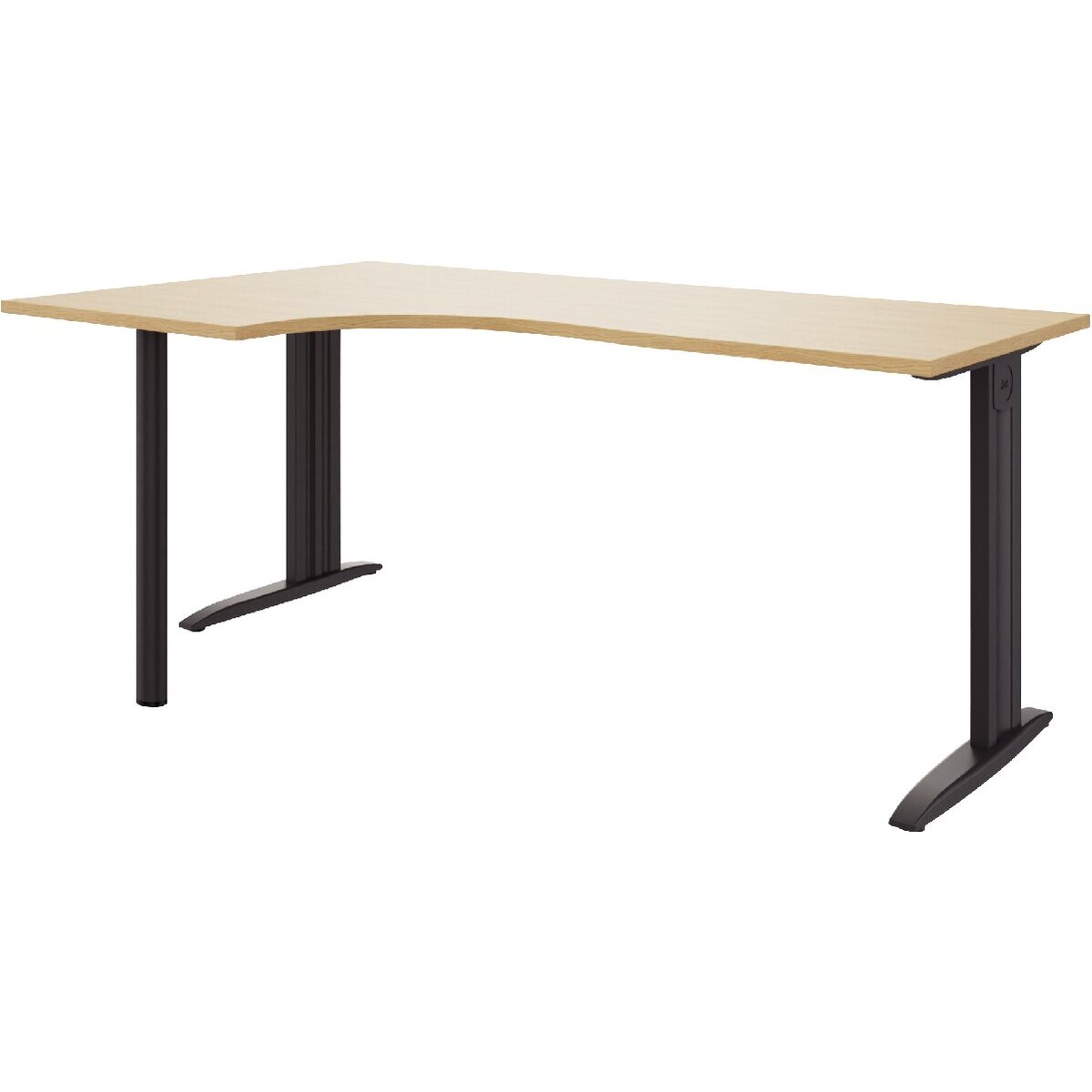 Plan compact 90° Idol retour gauche L.160xP.120 et 60 cm plateau chêne naturel/piètement anthracite