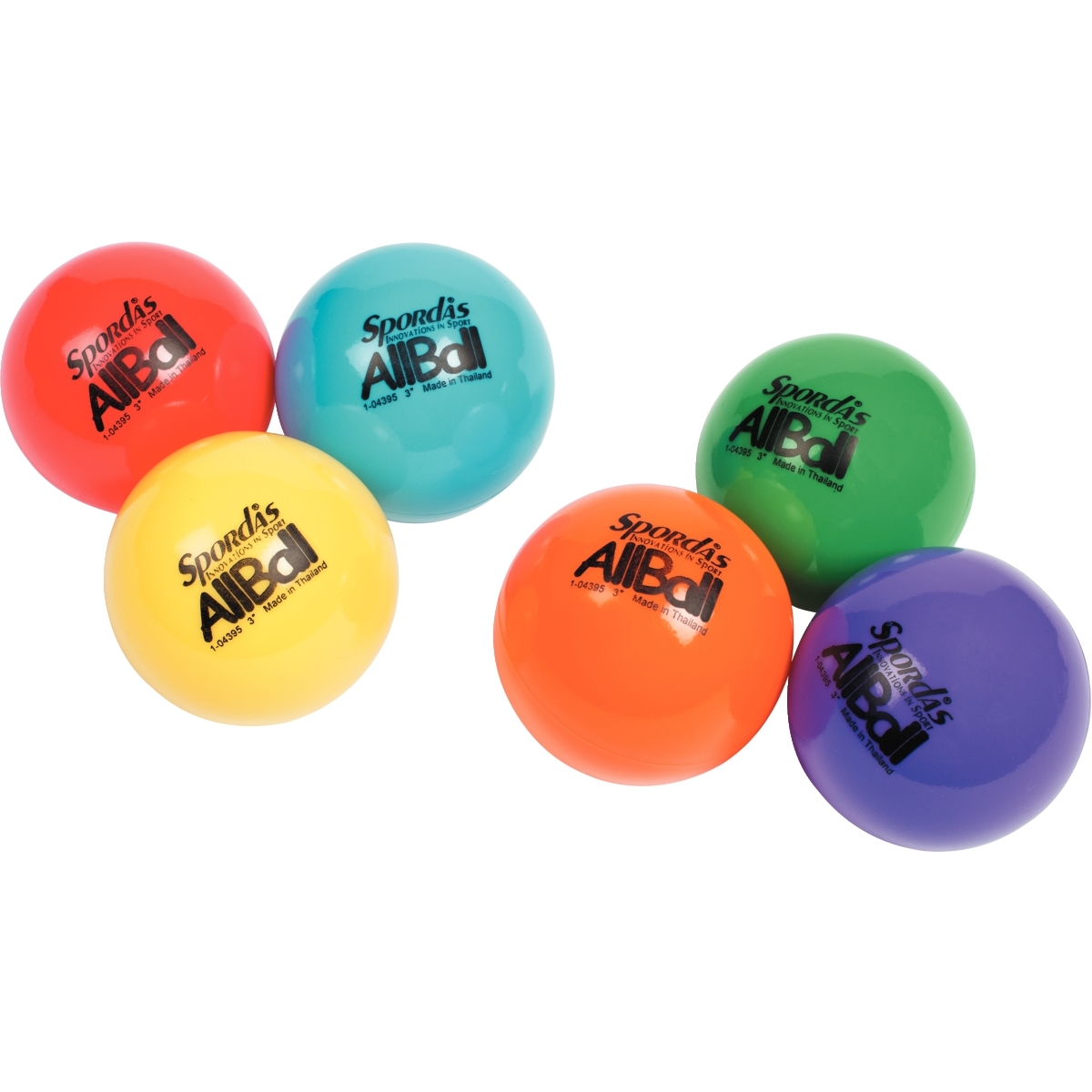 Lot de 6 balles en PVC diamètre 7,6cm coloris assortis