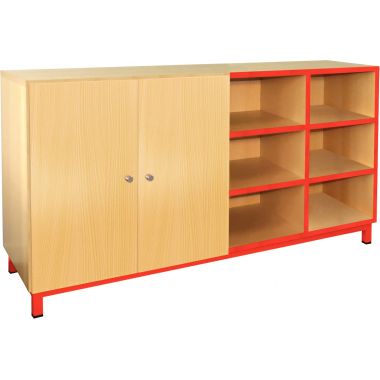 Meuble 12 cases 2 portes rouge