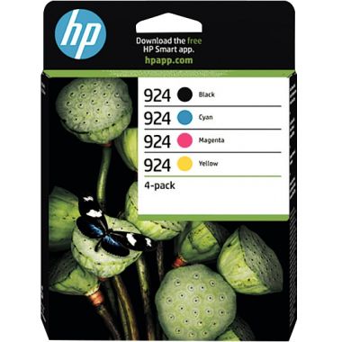 HP 924 pack de 4 cartouches d'encre noire, cyan, magenta et jaune authentiques (6C3Z1NE)