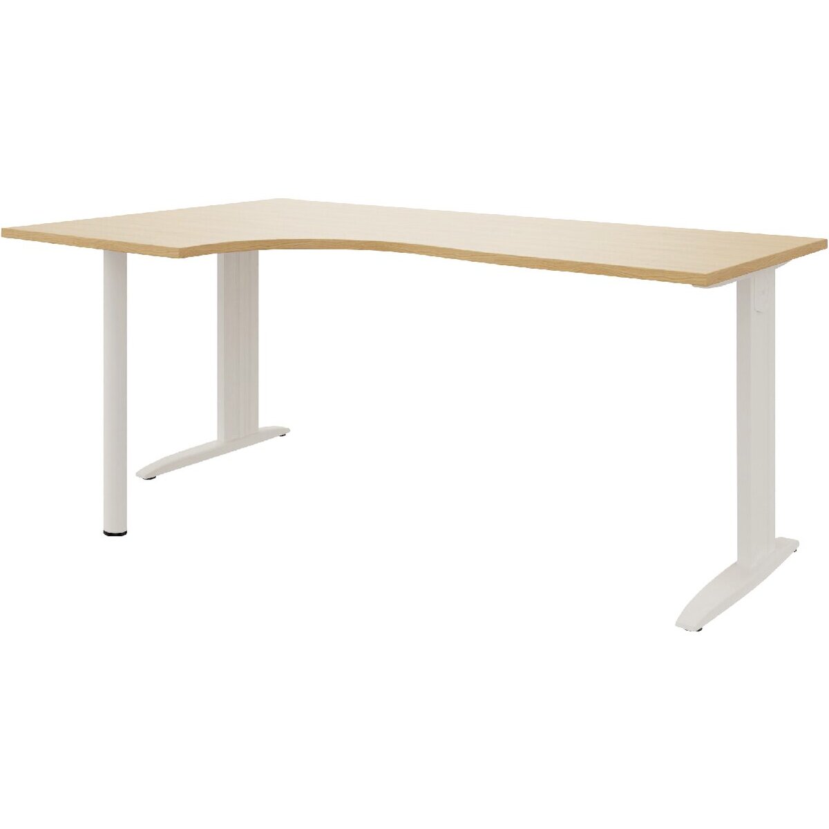 Plan compact 90° Idol retour gauche L.160 x P.120 et 60 cm plateau chêne naturel/piètement blanc
