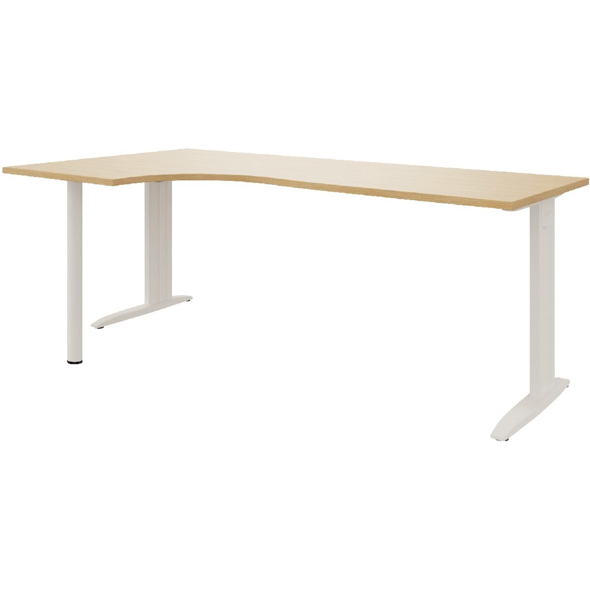 Plan compact 90° Idol retour gauche L.180 x P.120 et 60 cm plateau chêne naturel/piètement blanc