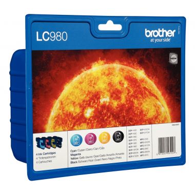 Brother SOLEIL lot 4 cartouches jet d'encre noire, cyan, magenta et jaune authentique (LC980VALBP)