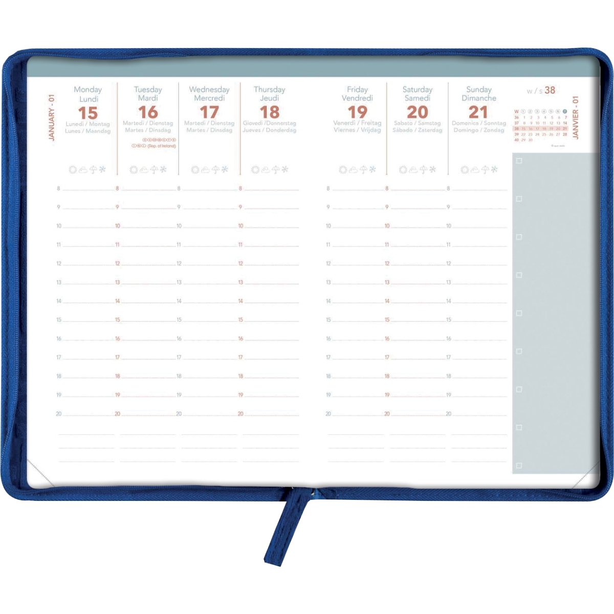 Agenda semestriel Théa 16x24cm bleu électrique