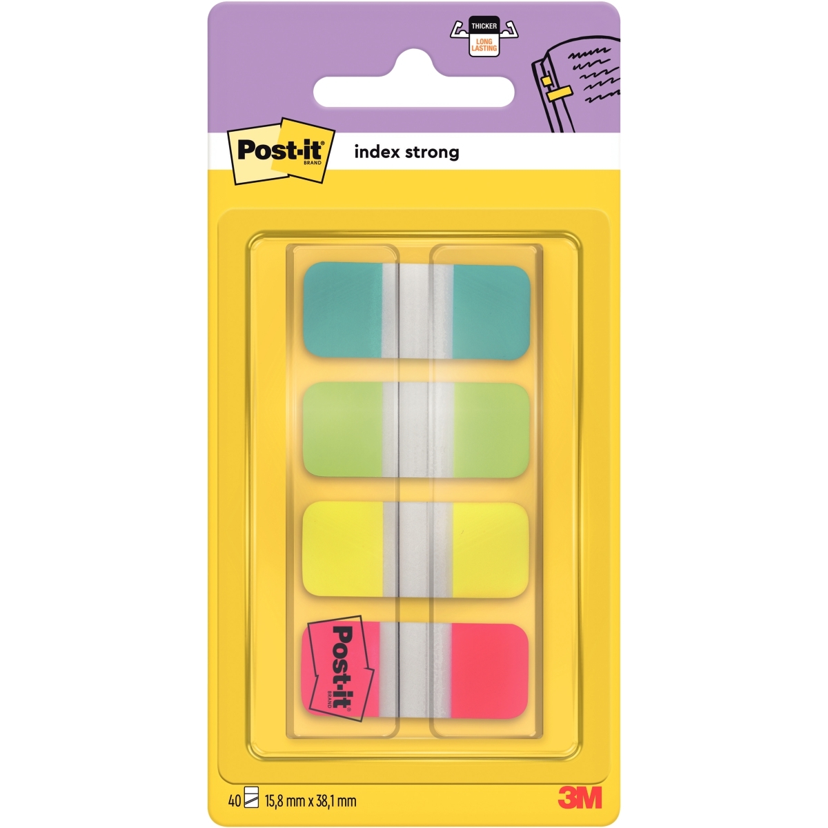 Carte de 40 mini index rigide format 15,8 x 38 mm coloris assortis