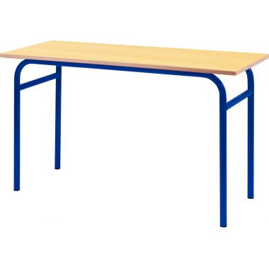 Table fixe 4 pieds 130x50cm T6 bleu