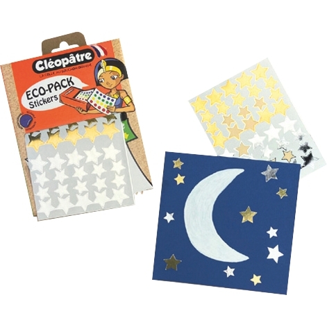Ecopack de 2400 gommettes étoile or/argent assorties