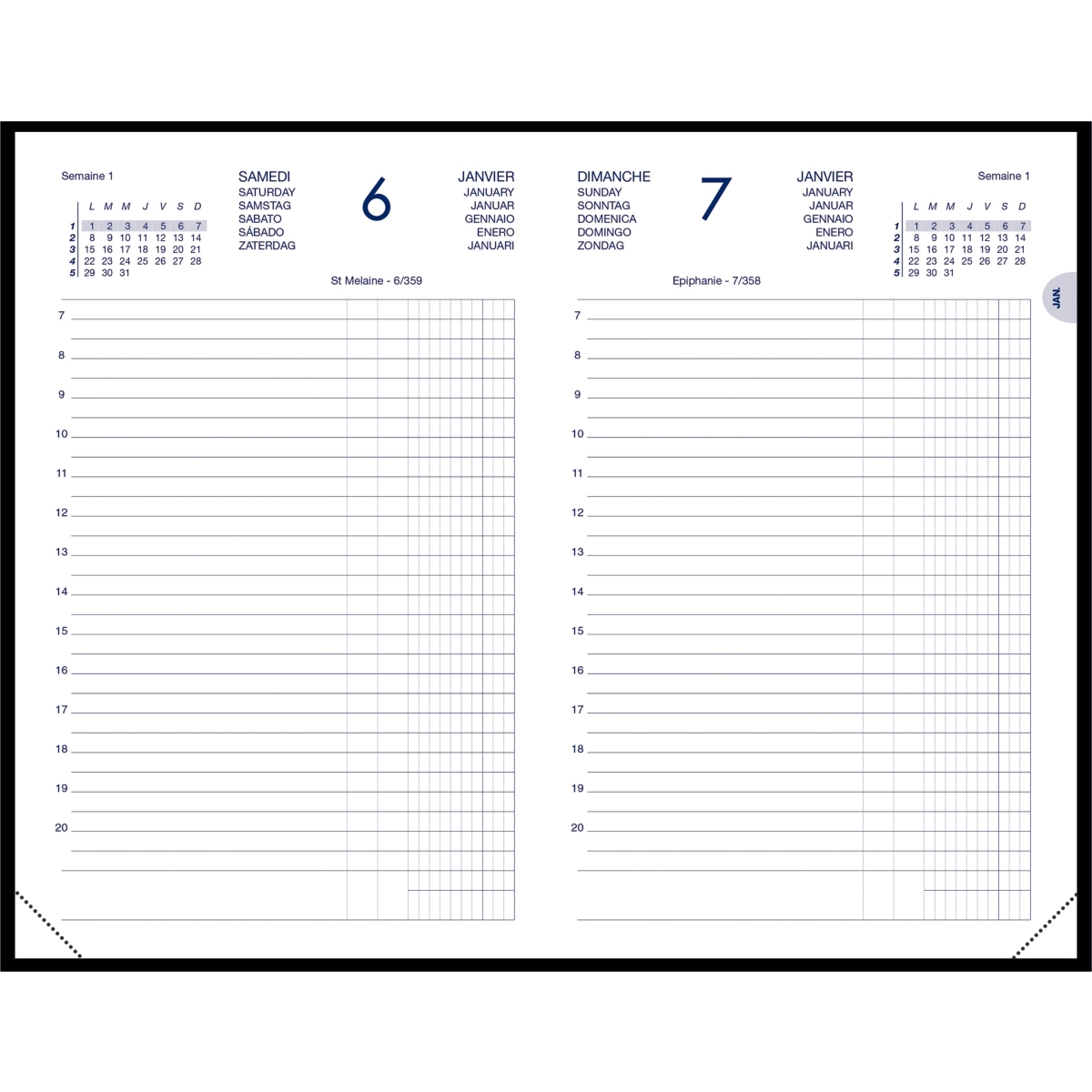 Agenda comptoir euro/centimes noir
