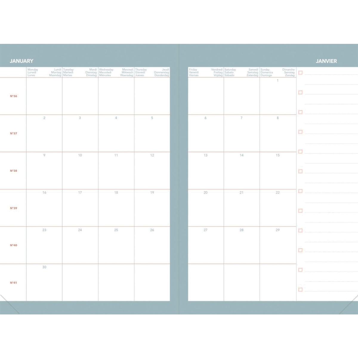 Agenda semainier Andrea 10x15cm brun