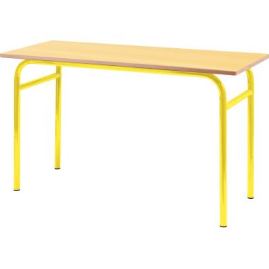 Table fixe 4 pieds 130x50cm T6 jaune