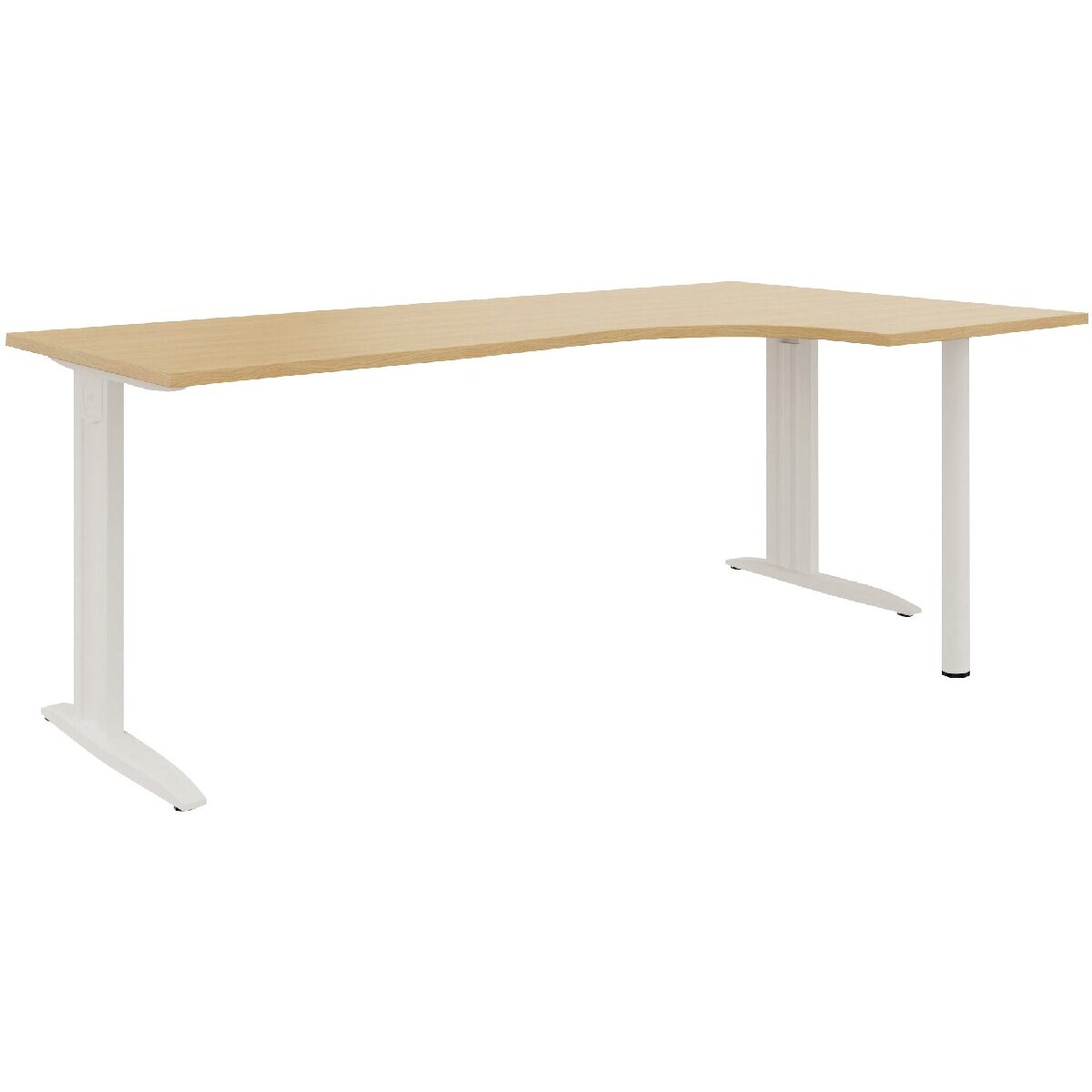 Plan compact 90° Idol retour droite L.180 x P.120 et 60 cm plateau chêne naturel/piètement blanc