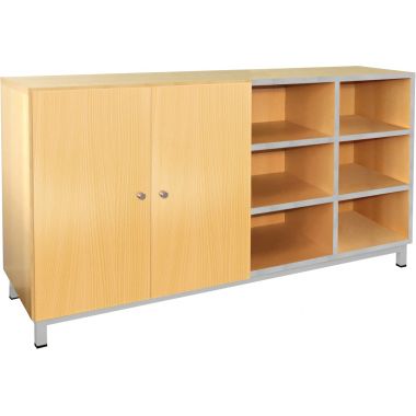 Meuble 12 cases 2 portes gris alu