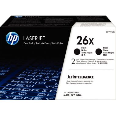 HP 26X pack de 2 toners noirs grande capacité authentiques (CF226XD)