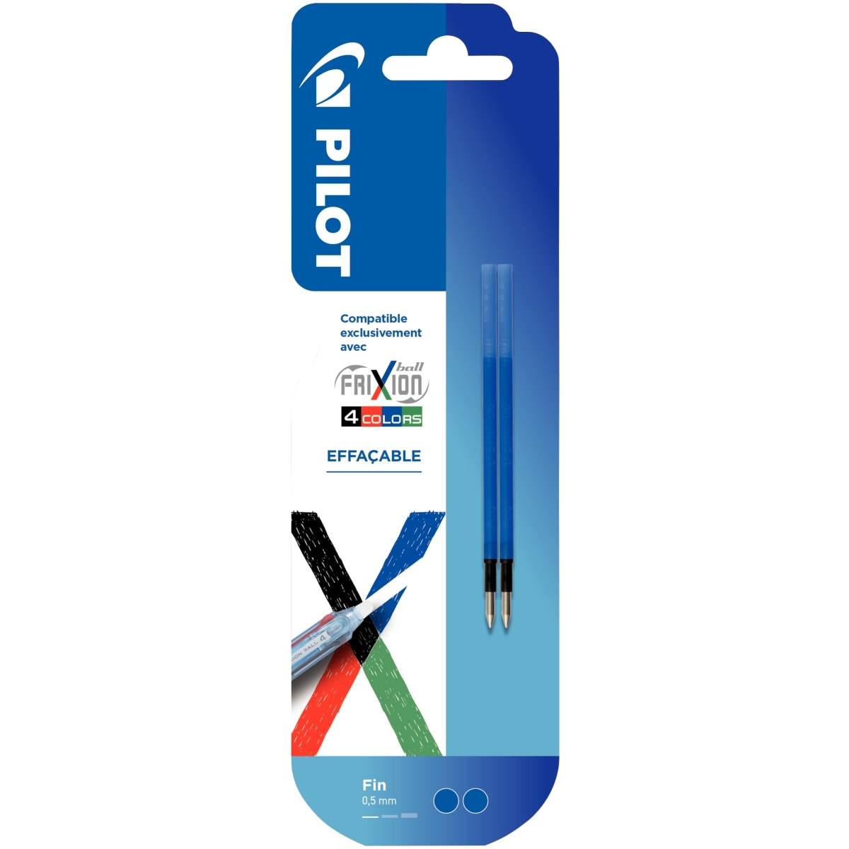 Blister 2 recharges pour Frixion Ball 4 Couleurs bleues