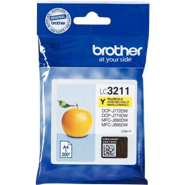 Brother ORANGE cartouche jet d'encre jaune authentique (LC3211Y)