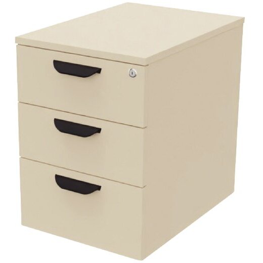 Caisson mobile mélaminé 3 tiroirs Direction plateau beige/corps beige