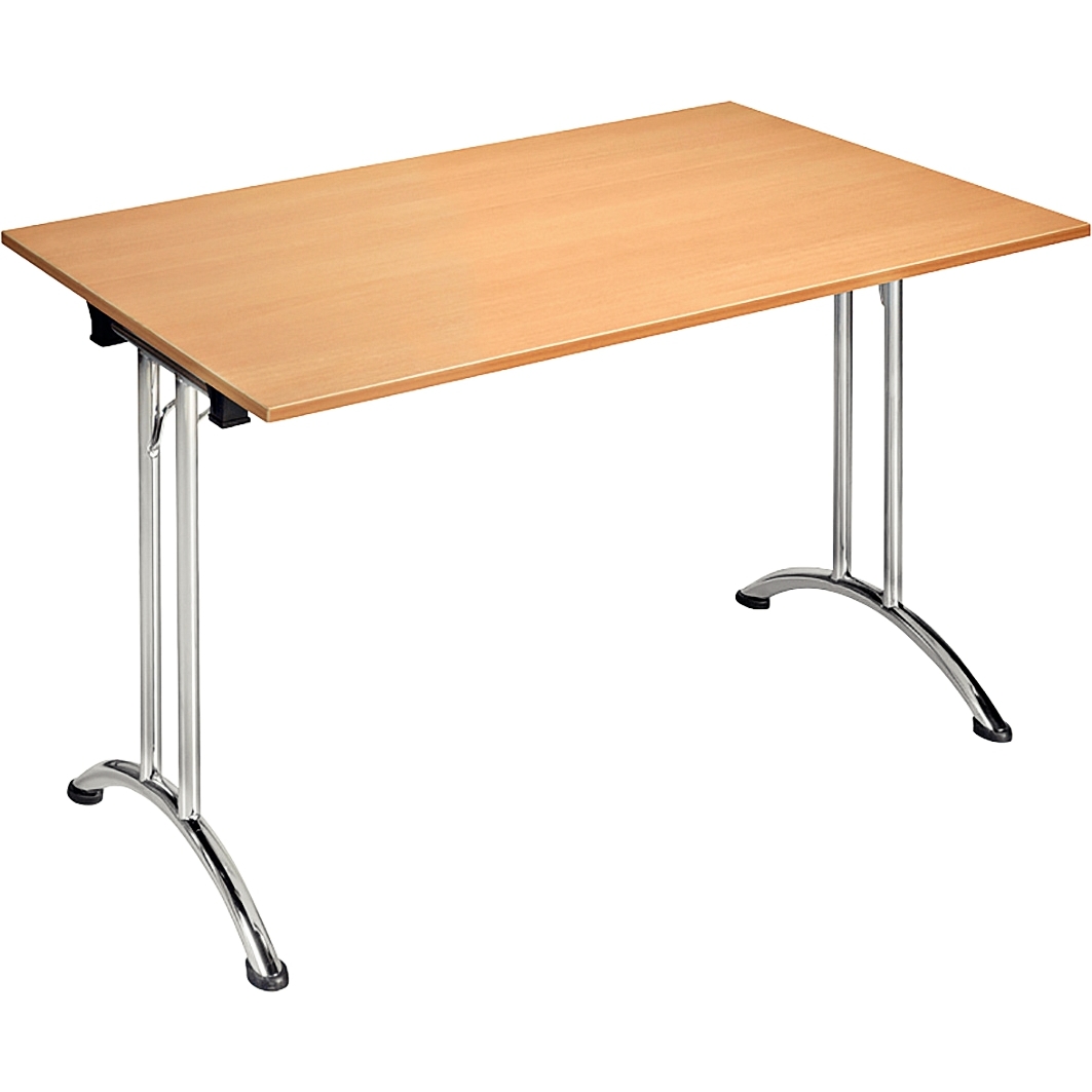 Table pliante rectangulaire L140xP80cm plateau hêtre/piètement alu