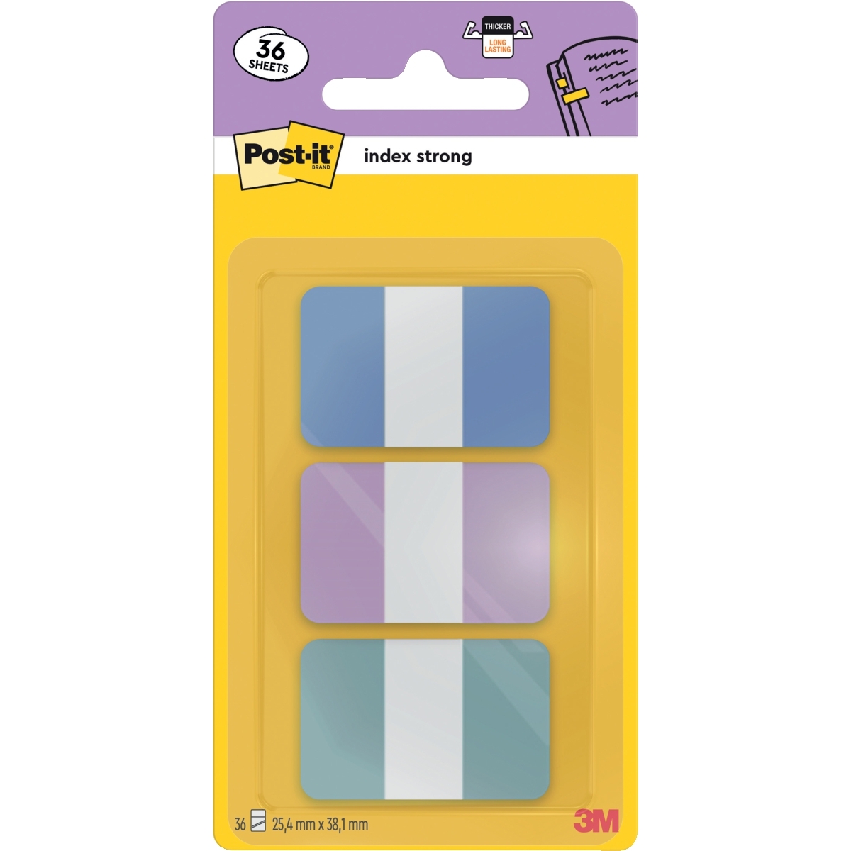 Carte de 36 index rigide standard format 25,4 x 38 mm bleu violet vert