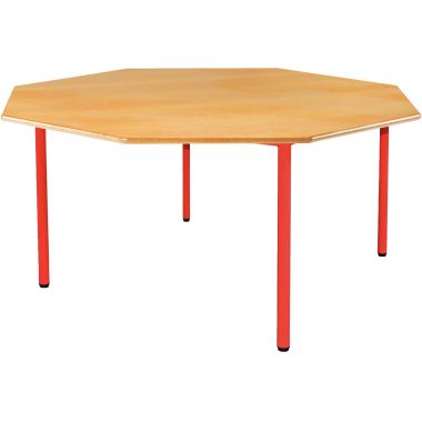 Table  octogonale 4 pieds Ø120cm T0 rouge