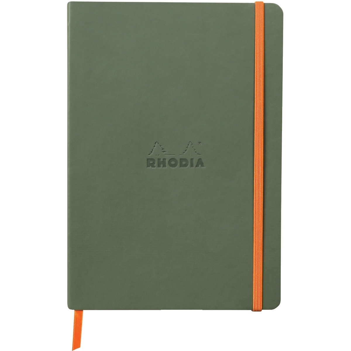 Carnet 160 pages RHODIARAMA format A5, ligné, couverture souple en simili cuir, vert sauge