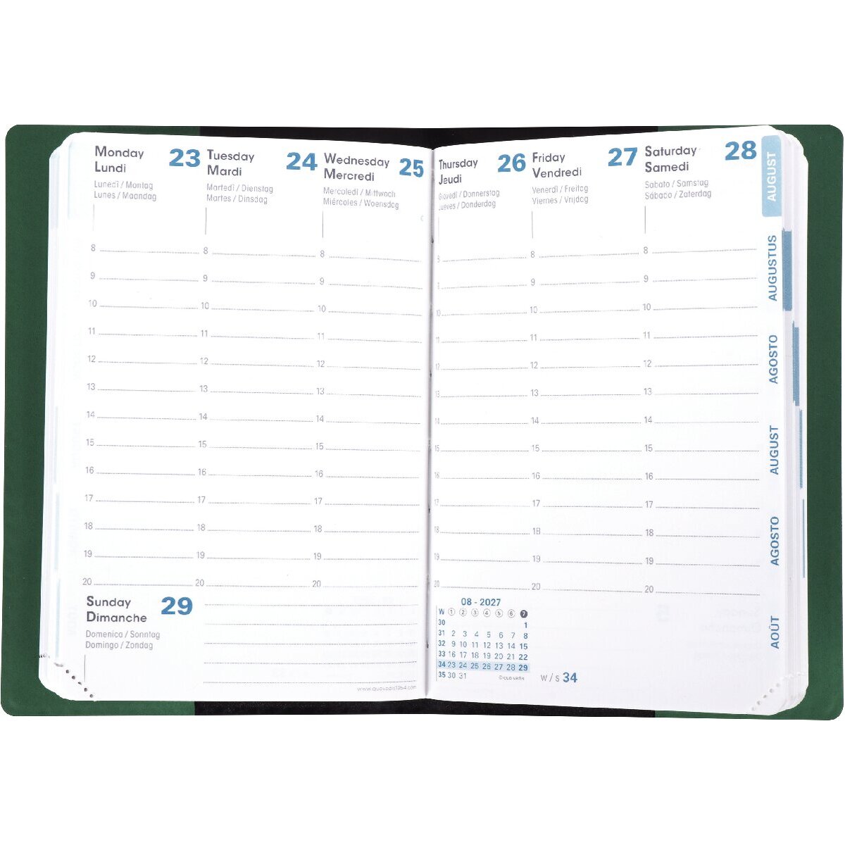 Agenda semainier Eunoïa 10x15cm vert sapin
