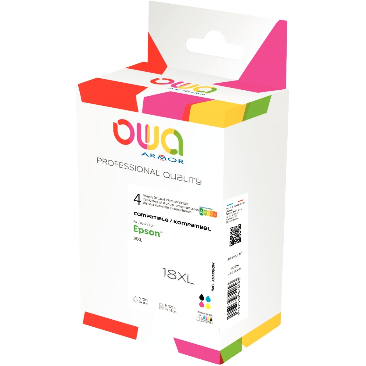 OWA Lot 4 cartouches jet d'encre NCMJ haute capacité compatible EPSON PAQUERETTE 18XL (T181640)