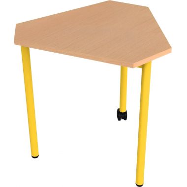 Table modulable 3 pieds 1 roulette taille 1 jaune