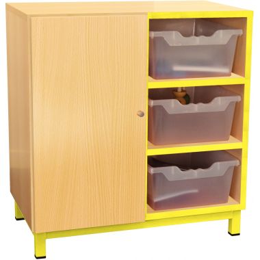 Meuble 6 cases + 1 porte jaune