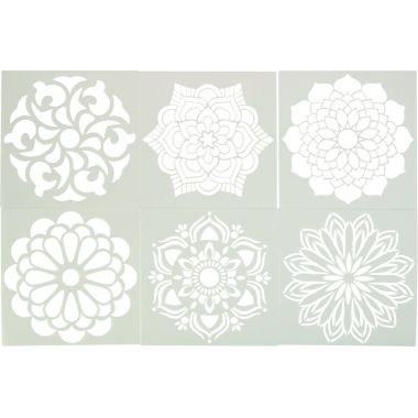 Lot de 6 pochoirs en plastique Mandala