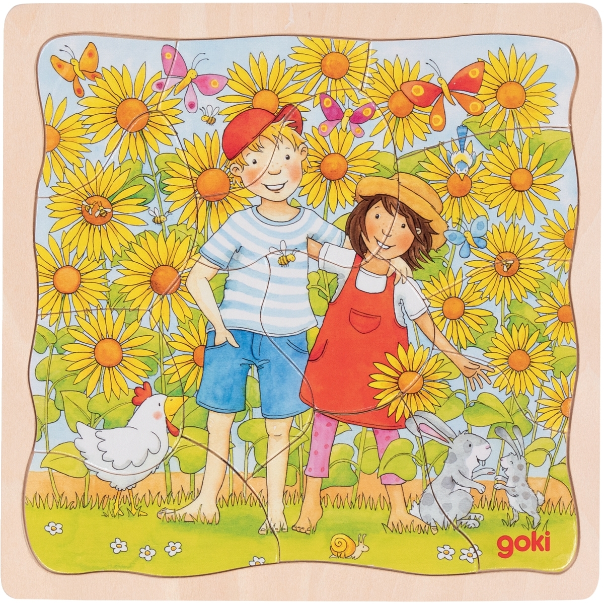 Puzzle 3 niveaux 35 pièces, les tournesols