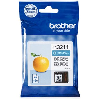 Brother ORANGE cartouche jet d'encre cyan authentique (LC3211C)