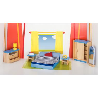 Chambre parentale pour maison de poupées, 16 éléments