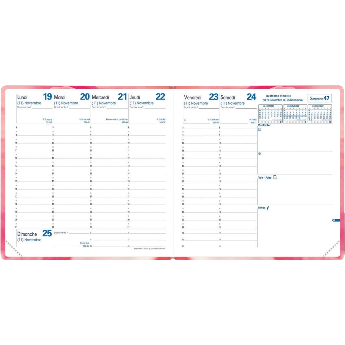 Agenda semainier Hipsy 16x16cm pétales